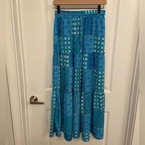[S] Floral Print Boho Maxi Skirt